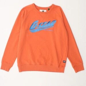G-Star RAW Men's Orange Blue Graphic Logo Pullover‎ Crew Sweater NWOT - XL